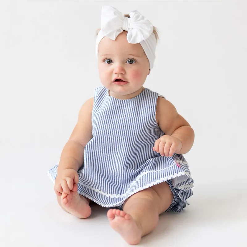 Classic Blue Seersucker Ric Rac Set