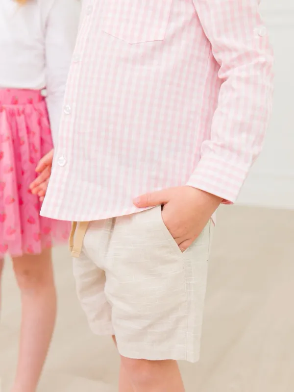 Khaki Pull On Shorts