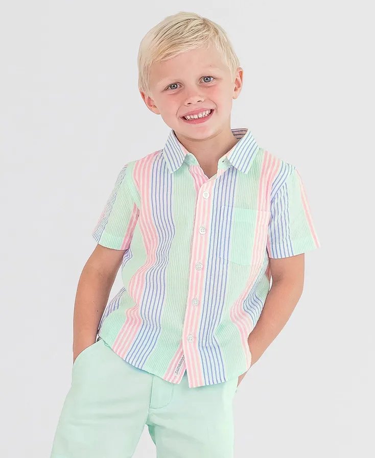 Multi Color Seersucker Button Shirt