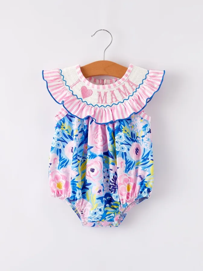 I Love Mama Smocked Romper