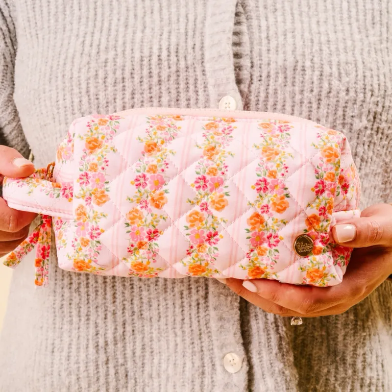 Essentials Quilted Cosmetic Pouch-Petal Parade Pink