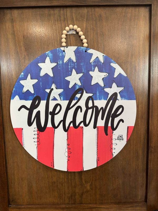 Patriotic Flag Welcome Doorhanger