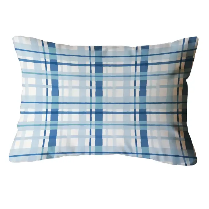 Plaid Pillow Blue Lumbar