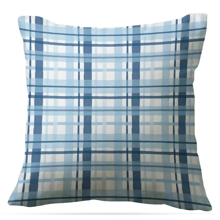 Plaid Pillow Blue 16x16