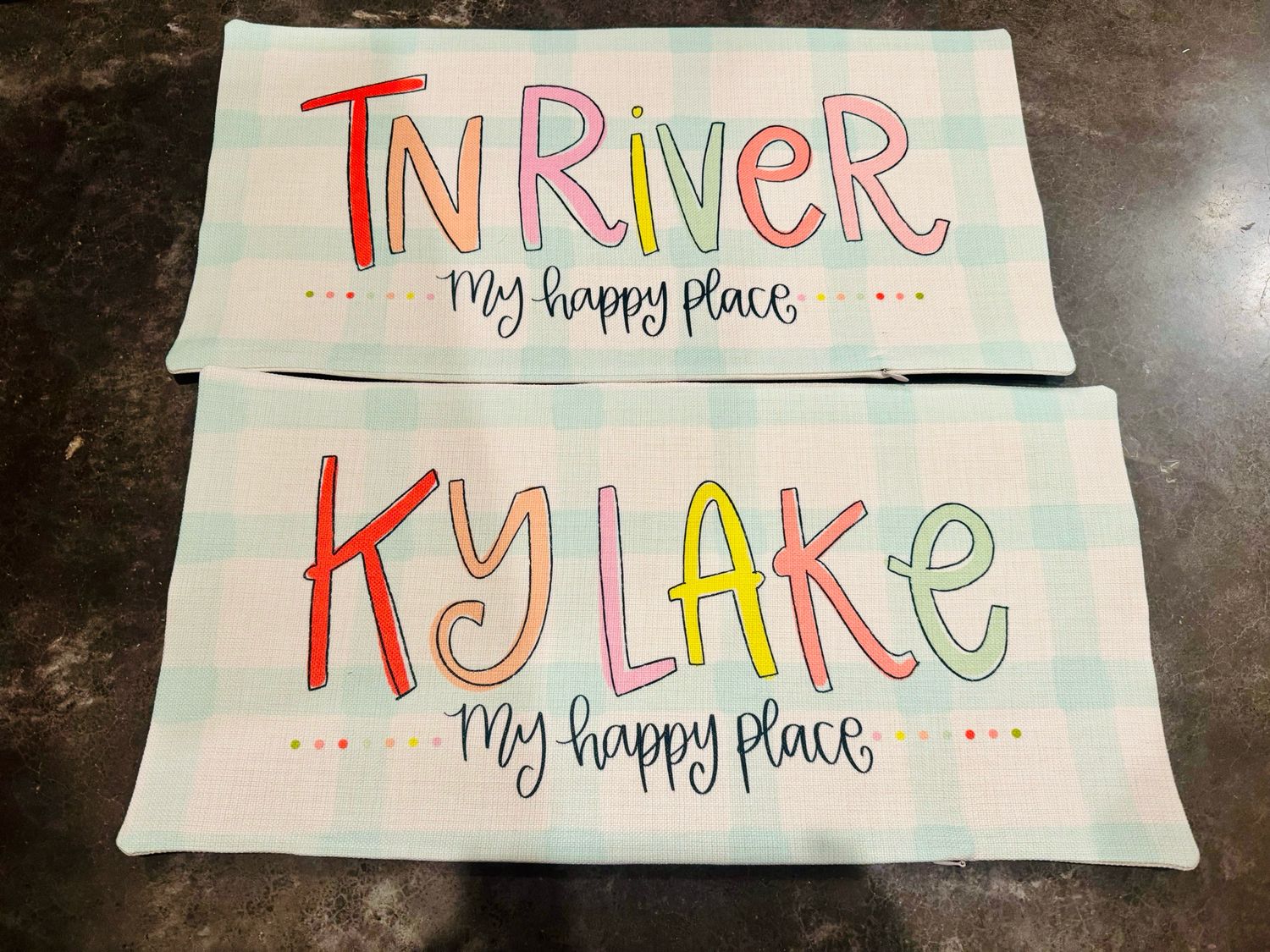 TN River Happy Place Gingham Lumbar
