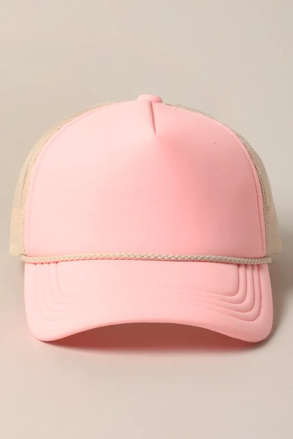 Plain Rope Trucker Hat-ROSE-STN
