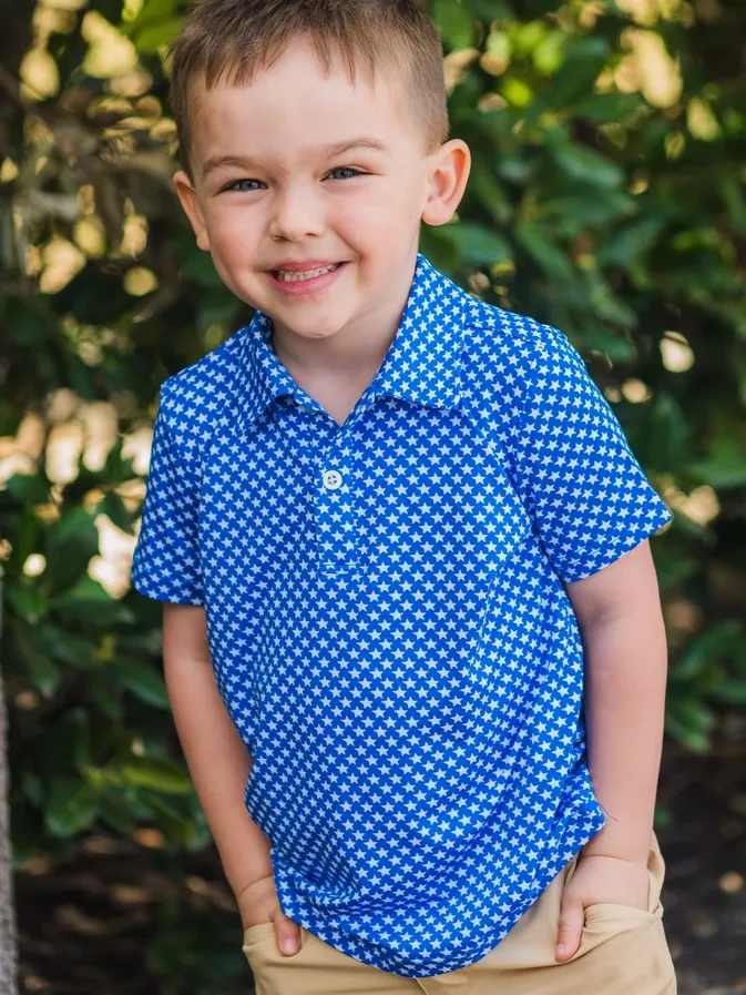 Tiny Blue Stars Polo