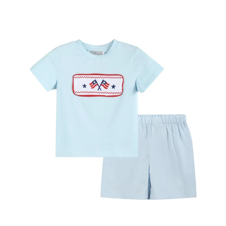 Lt Blue USA Flag Short Set
