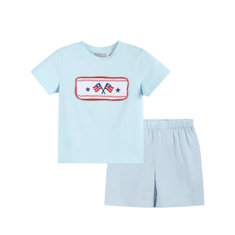 Lt Blue USA Flag Short Set