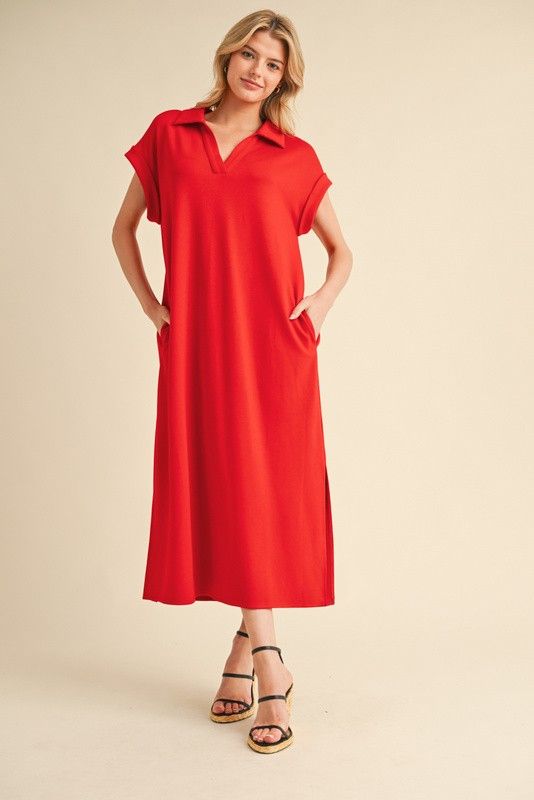 The Timeless One Dress-Tomato Red