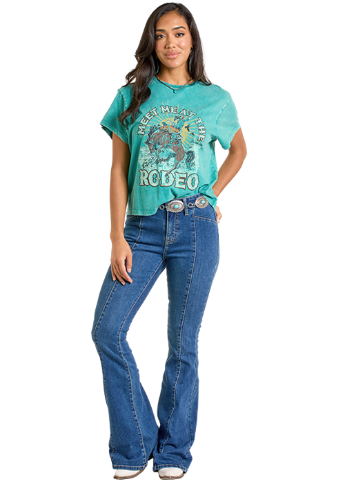 Turquoise Boxy Graphic Tee