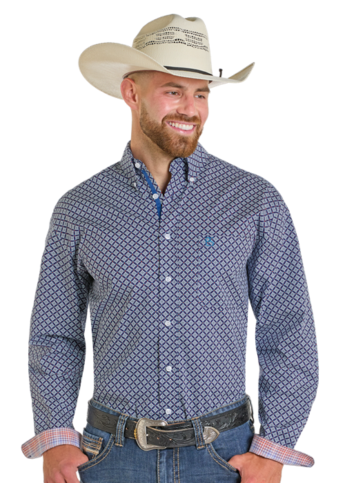 Navy Mens LS Button