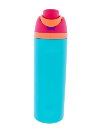 Blue 24 Oz. Water Bottle With Pink Straw Cap