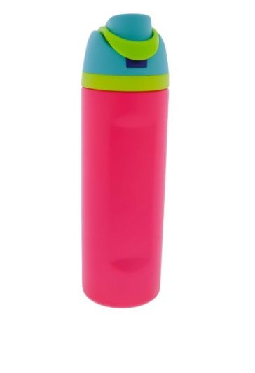 Pink 24 Oz. Water Bottle With Blue Straw Cap
