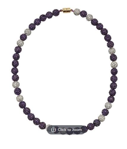 Kids Purple &amp; White Bling Disco Ball Beaded Necklace