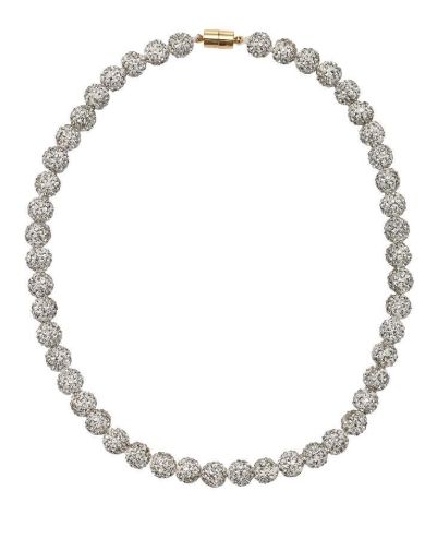 Kids White Bling Disco Ball Beaded Necklace