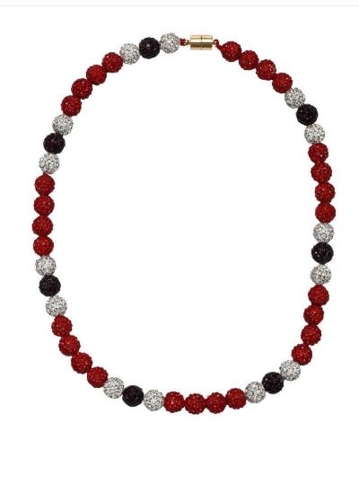 Kids Red, Black, White Bling Disco Ball Beaded Necklace