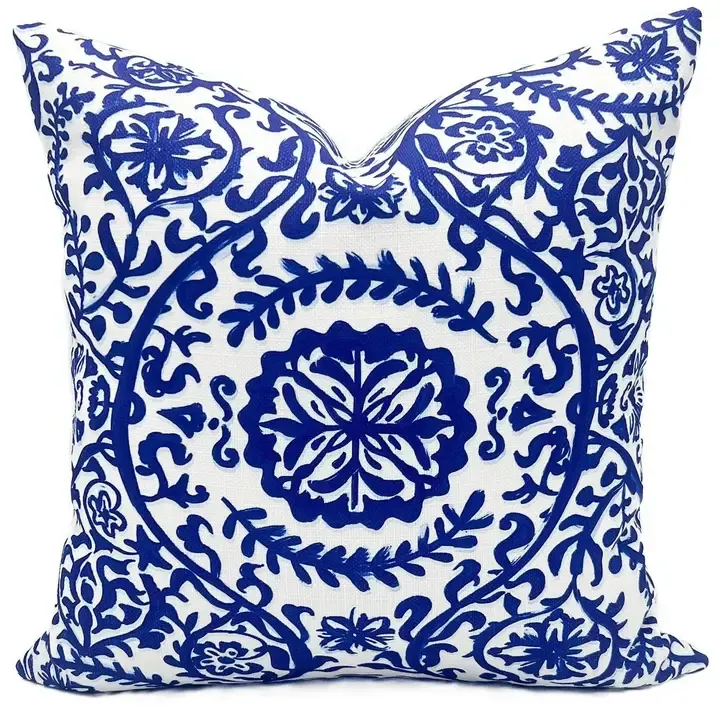 VG Blue Damask Pillow