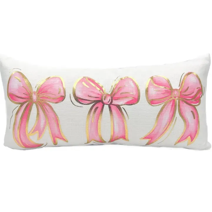 VG Gold Foil Pink Bows Pillow
