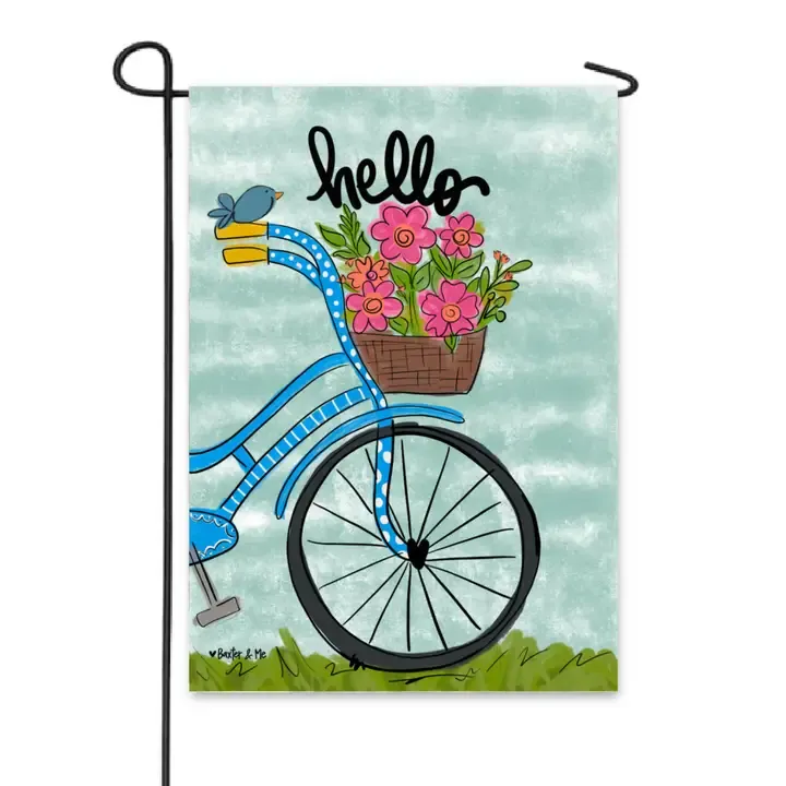 VG Hello Bike Garden Flag