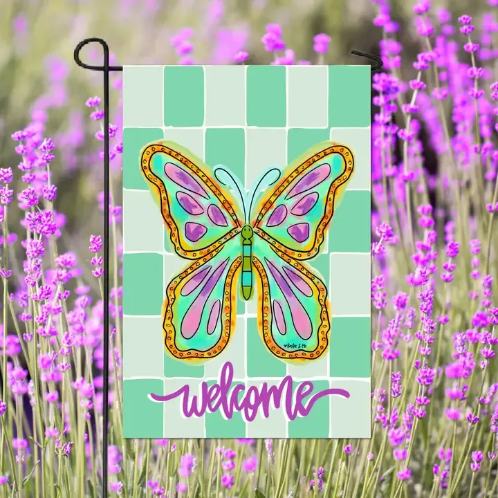 VG Checkered Butterfly Garden Flag