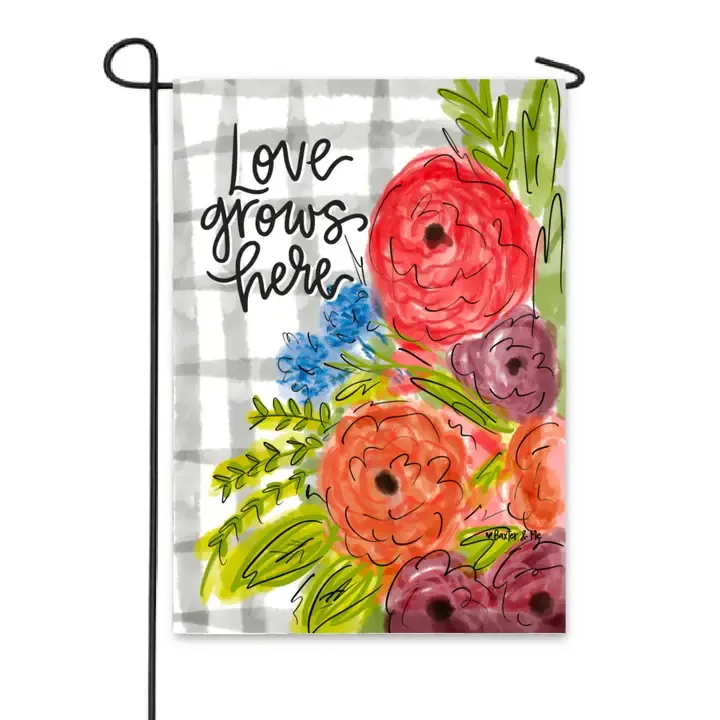 VG Love Grows Here Garden Flag