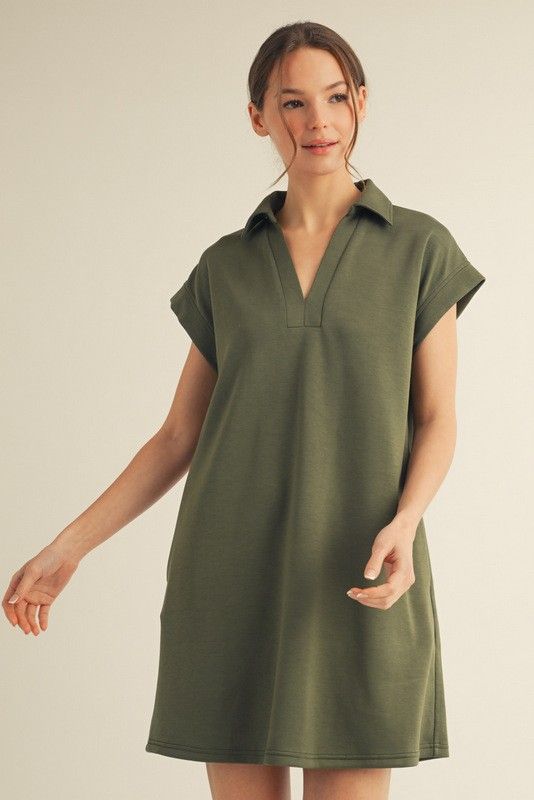 Pocket Poet Dress-Olive