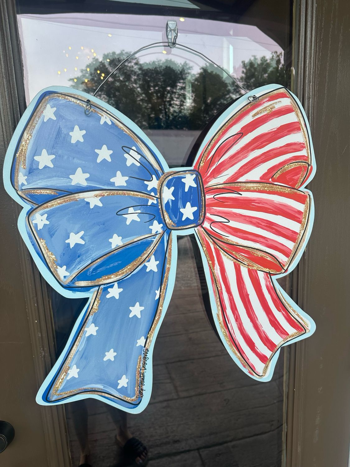 VG Stars &amp; Stripes Gold Bow Door Hanger