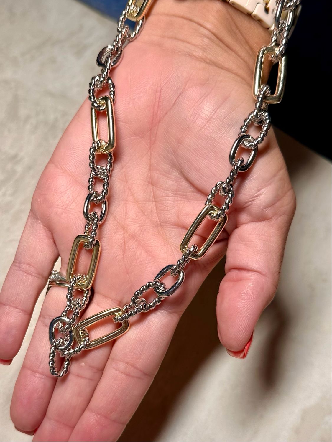 VG Gold &amp; Silver Oval Link Necklace