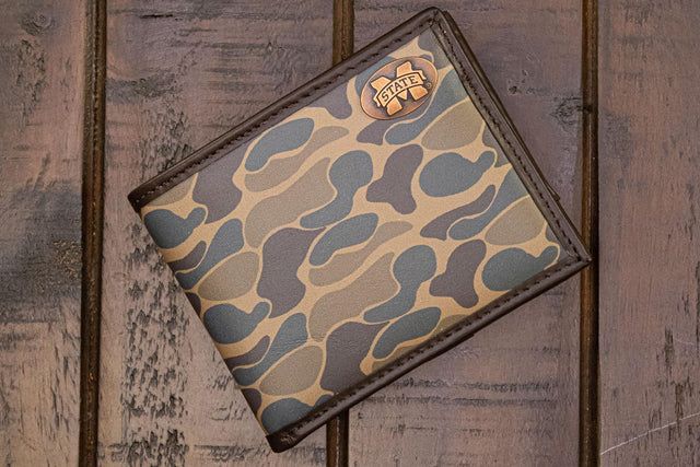 Old School Brown Camo Bifold Wallet-MS State