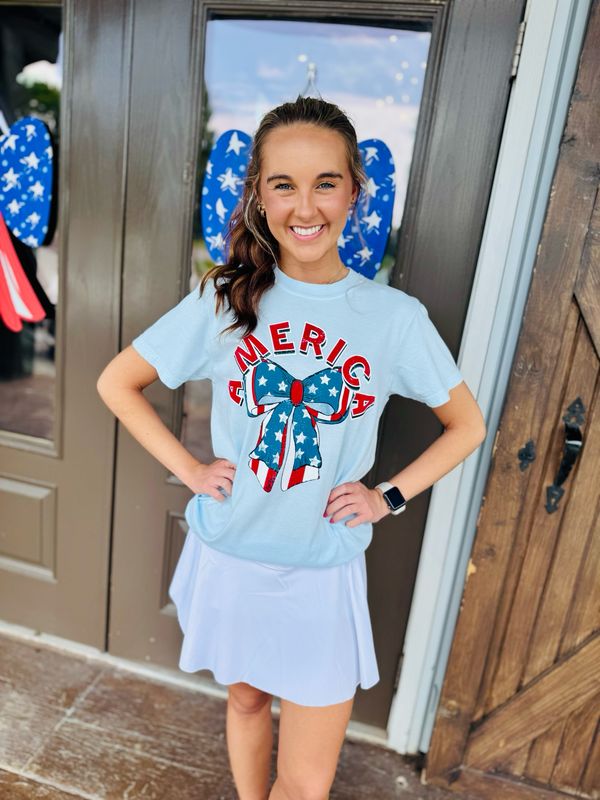 America Stars &amp; Stripes Bow Tee
