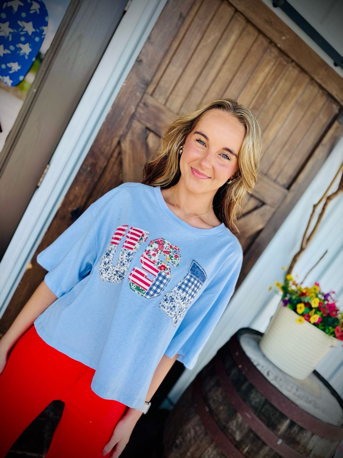 USA Patchwork Cropped Top