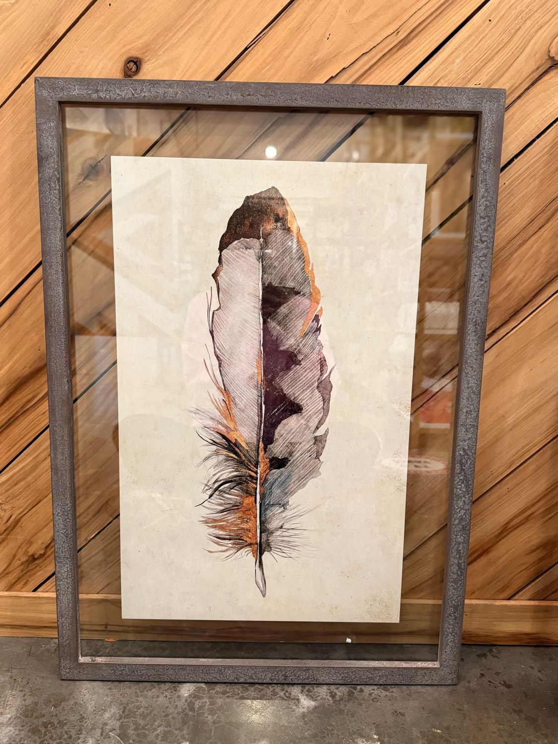 Wood Wall Decor W/ Feather 1
