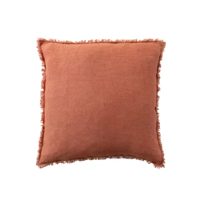 20&quot; Square Stonewashed Linen Pillow w/ Fringe