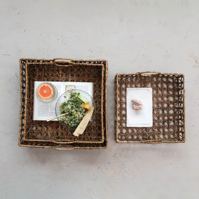 Decorative Hand-Woven Rattan Tray-SM
