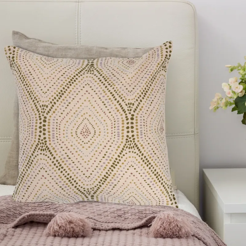 Cotton Slub Pillow w/ Dot Print, Polyester Fill