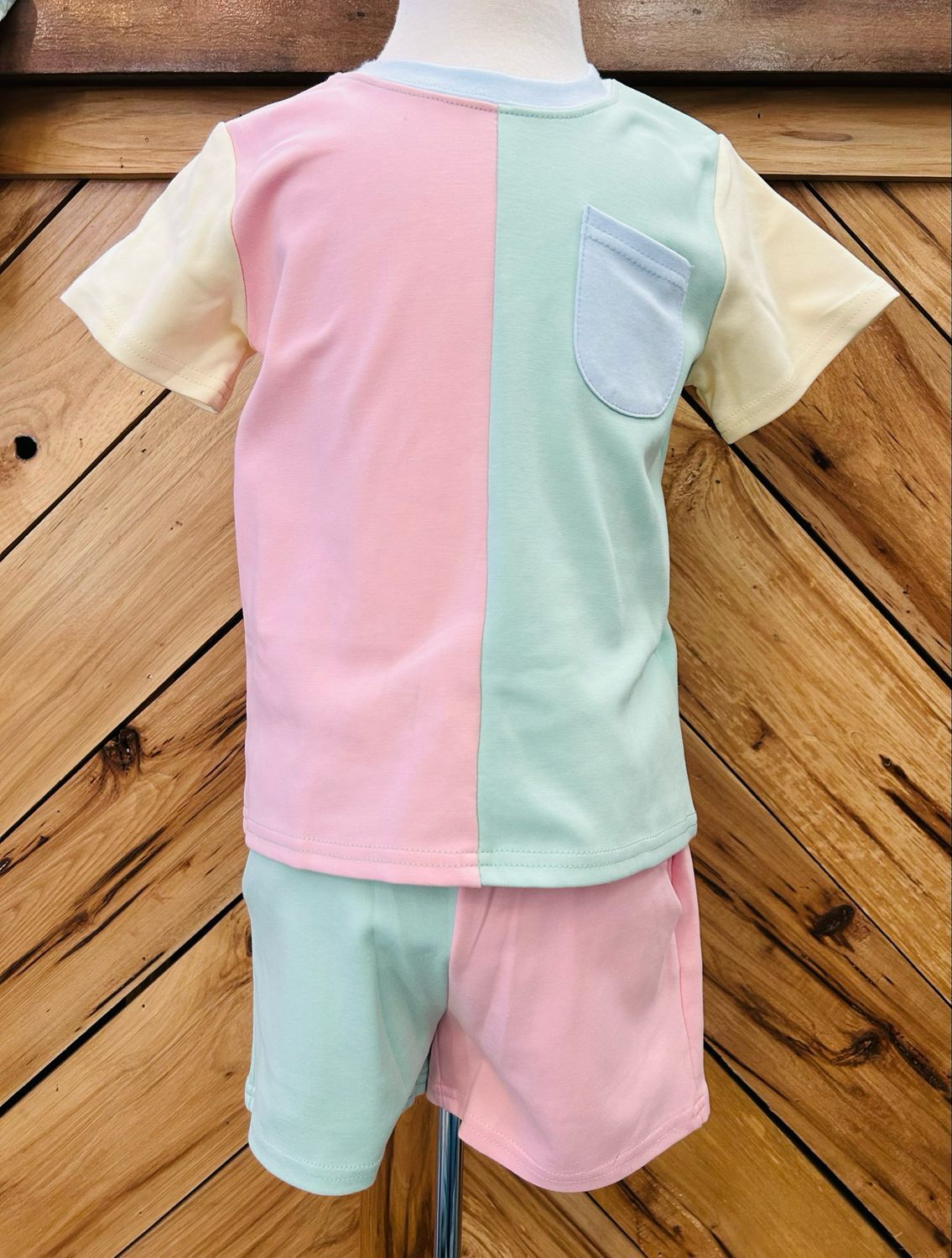 CH Colorblock Short Set-Mint/Pink