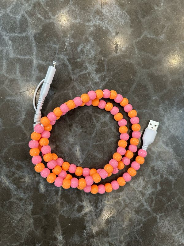 Pink &amp; Orange Beaded Charger