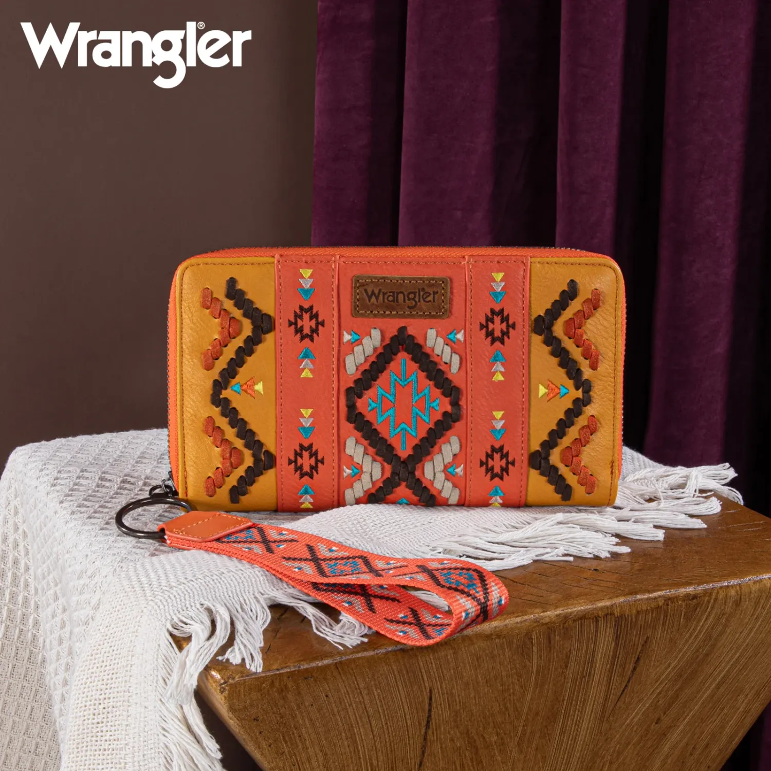 Wrangler Zip Azted Wristlet-Orange