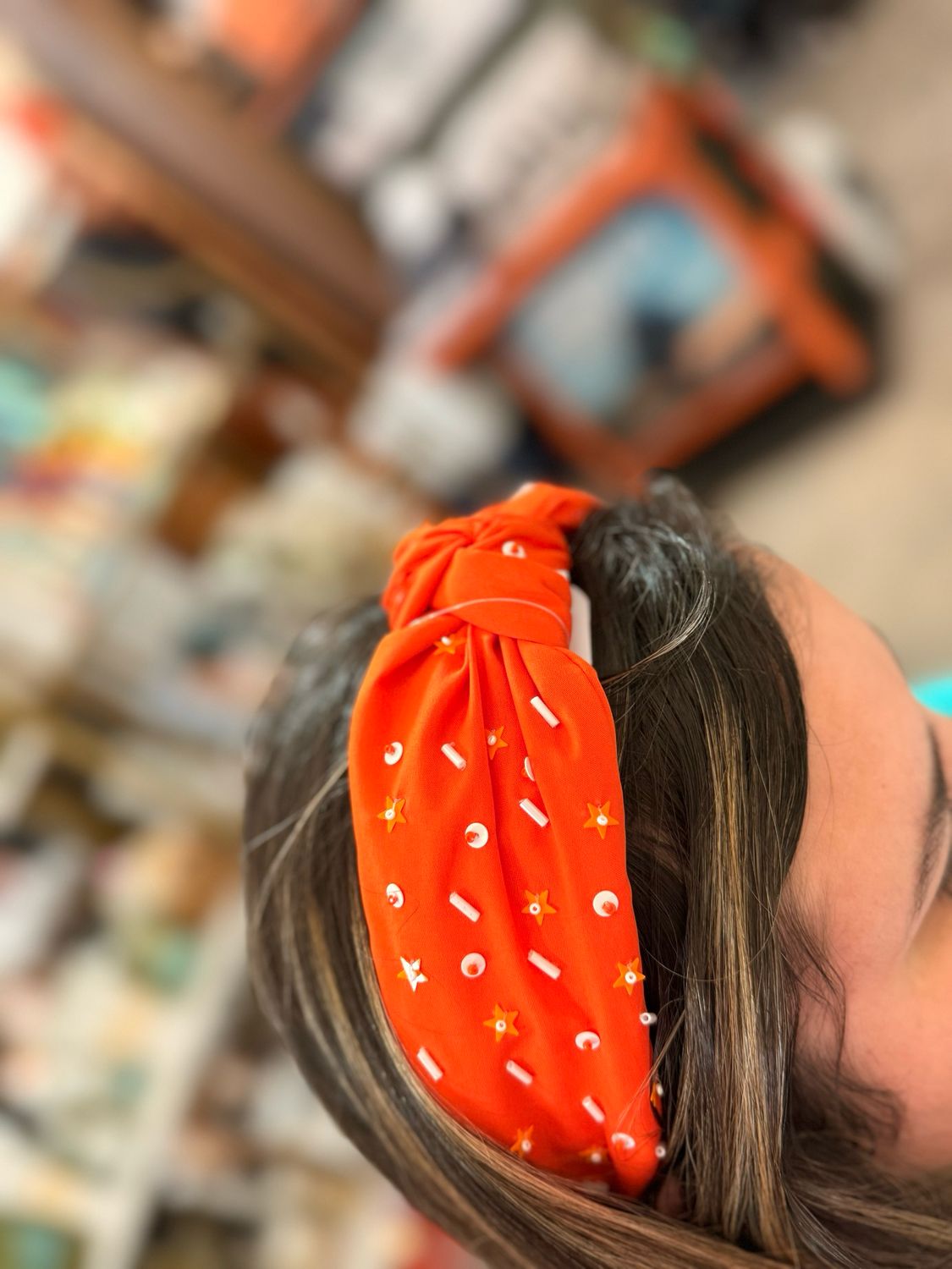 Confetti Game Day Headband-Orange