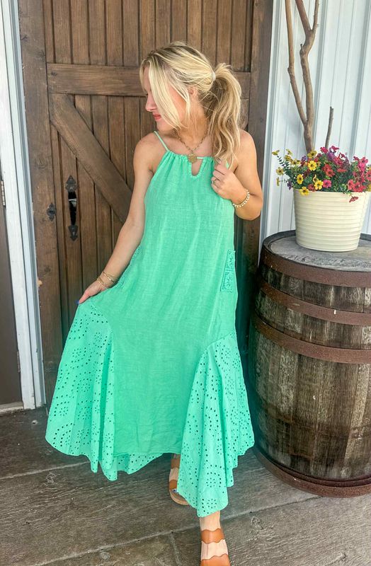 VG Jacquard Linen Dress-Laguna
