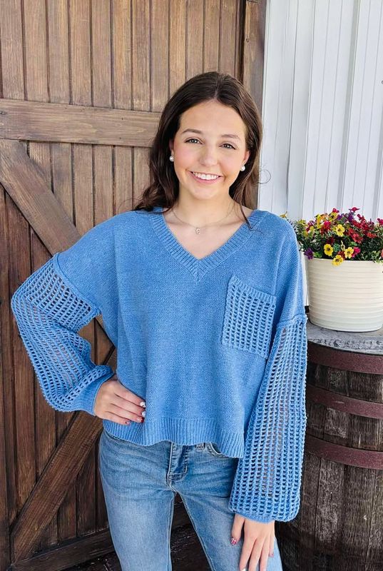 The Esmerelda Sweater Top-Denim