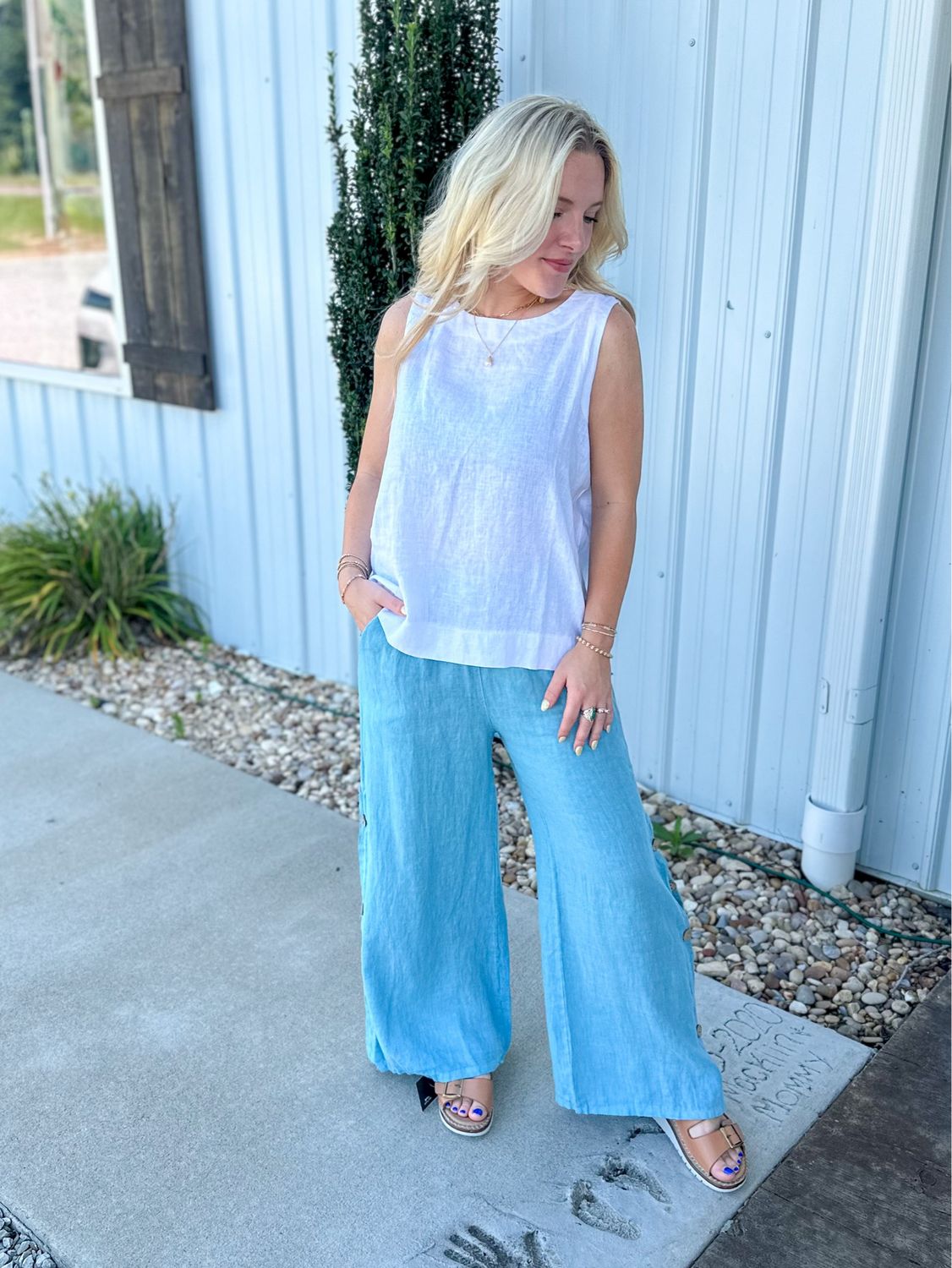 VG Wide Leg Linen Pant-Caita