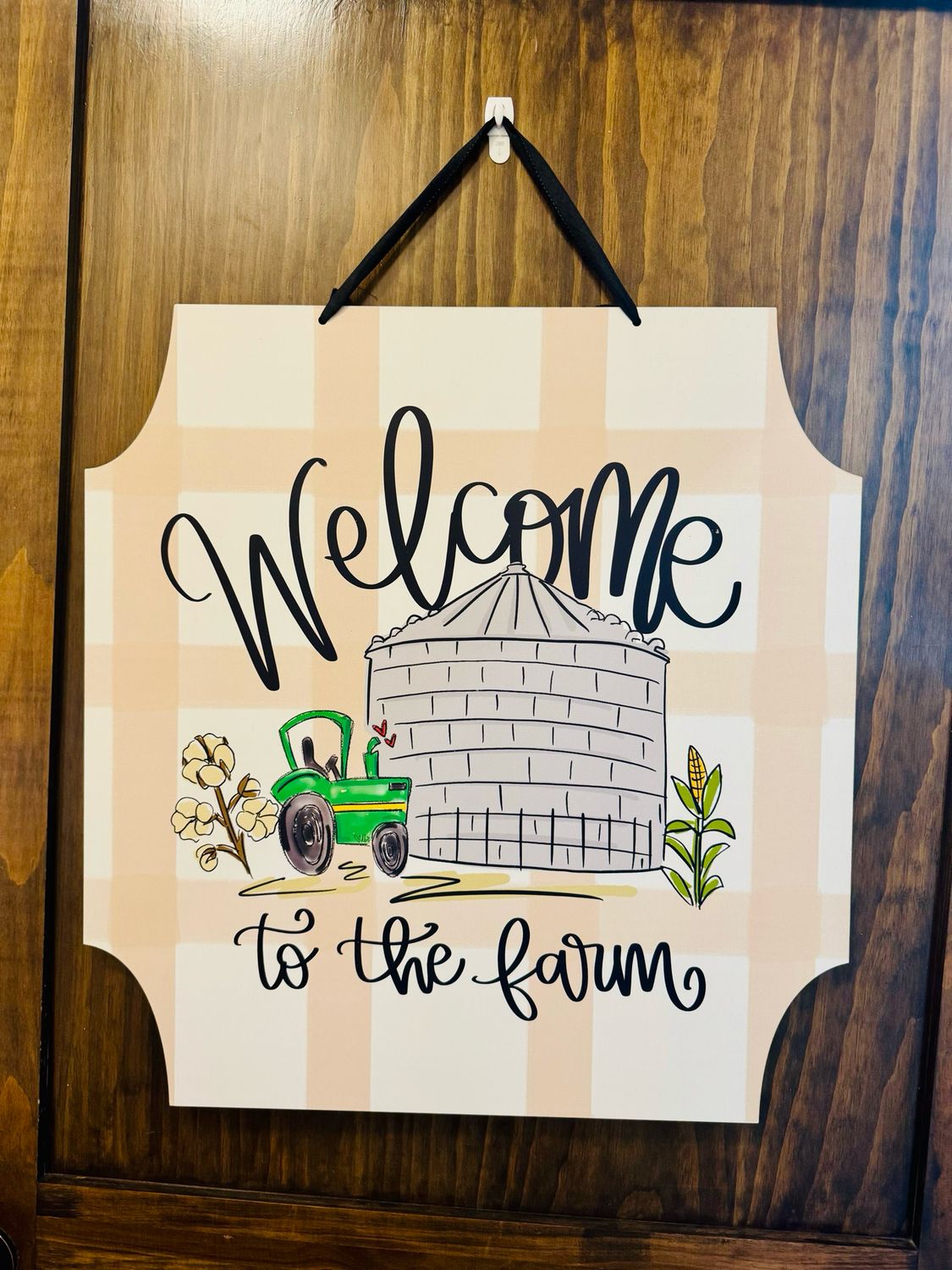 Welcome to the Farm Door Hanger-Green