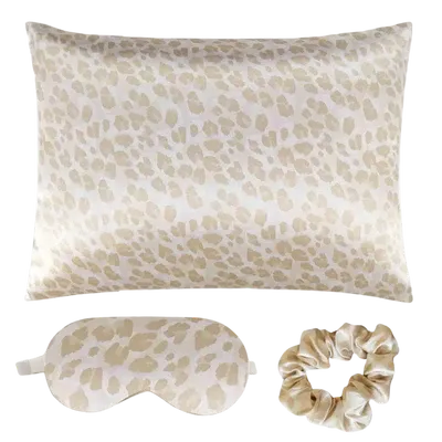 Tan Leopard Satin Sleep Set