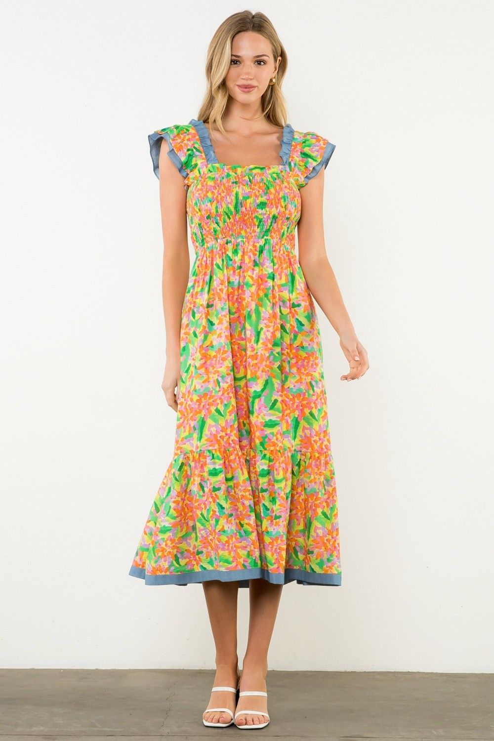 Tropic Ruffle Midi