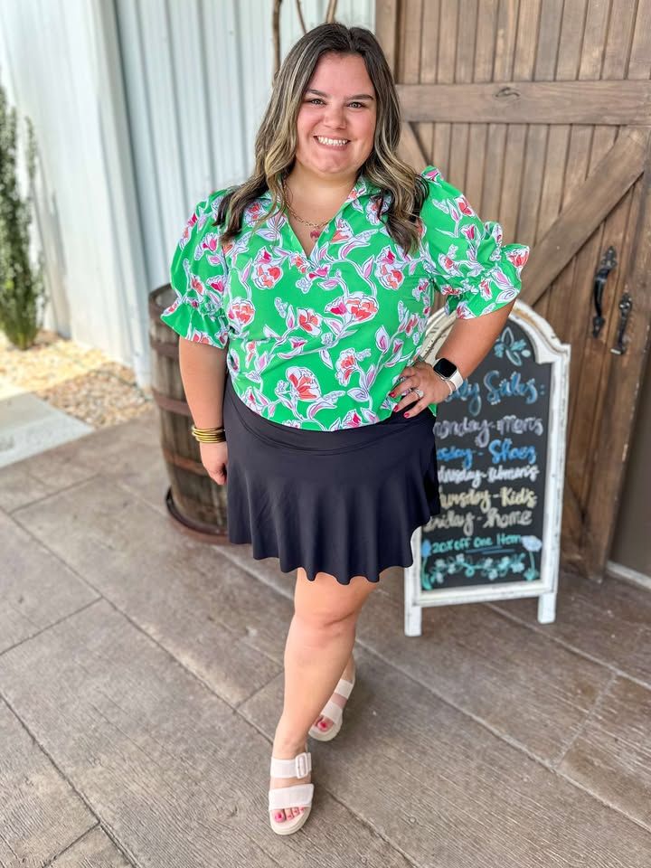 Jessica Pretty Petals Green Top