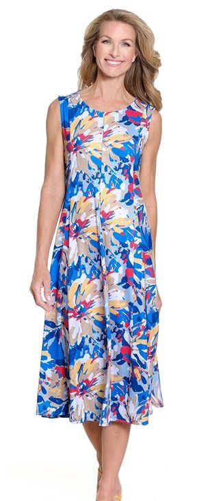 PANELLED TANK DRESS WITH CURVED HEM ASWAN ABSTRACT