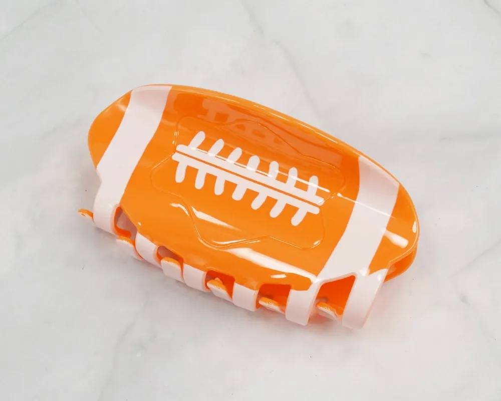 Game Day Football Hair Clips-Orange/White