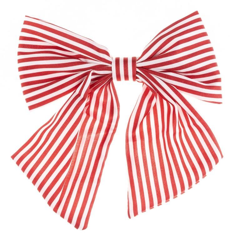 Carly Hair Bow-Crimson/White